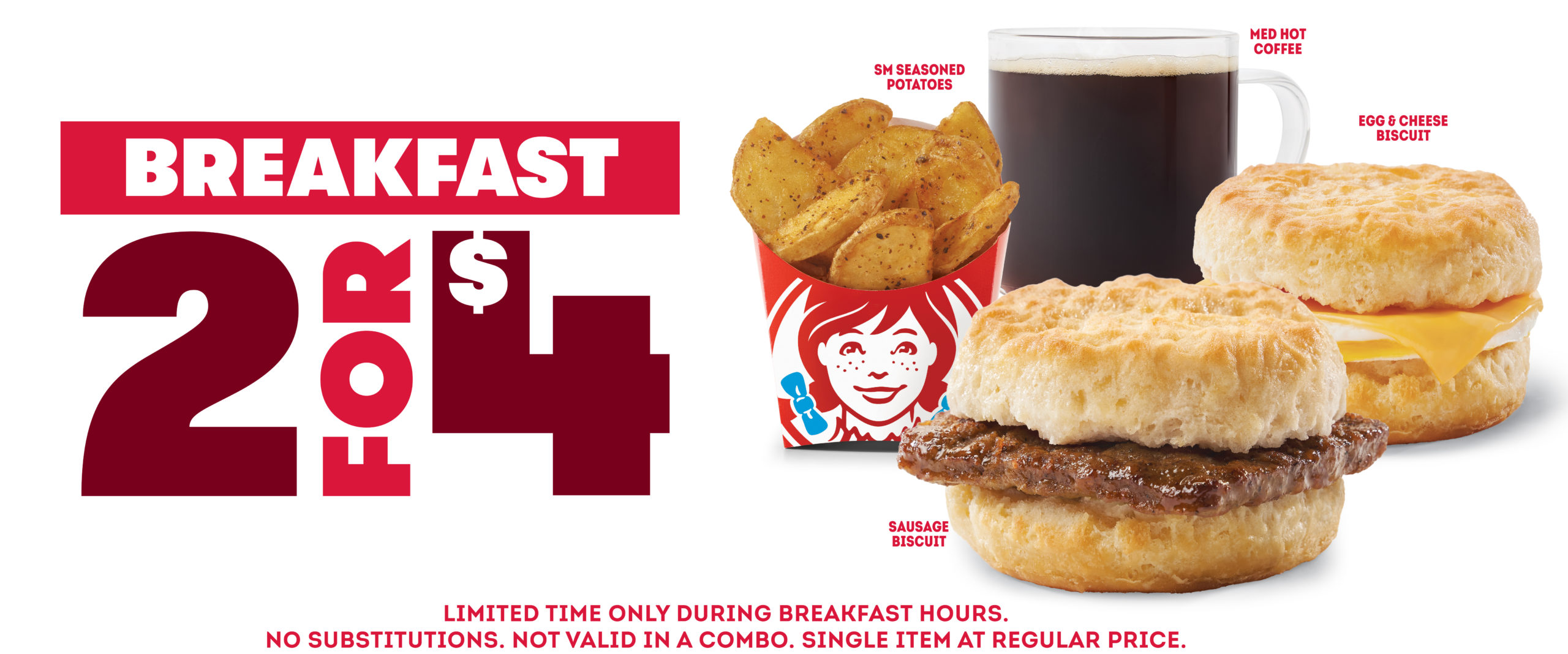Wendy's 2 for 4 breakfast discount